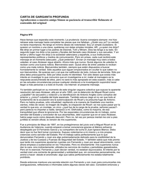 Alcàsser. Carta de Garganta Profunda.